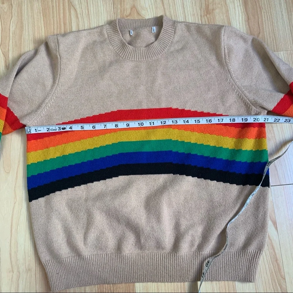 Young Fabulous & Broke S/M Small Medium Sweater Rainbow Crew Neck Pullover - Picture 3 of 7